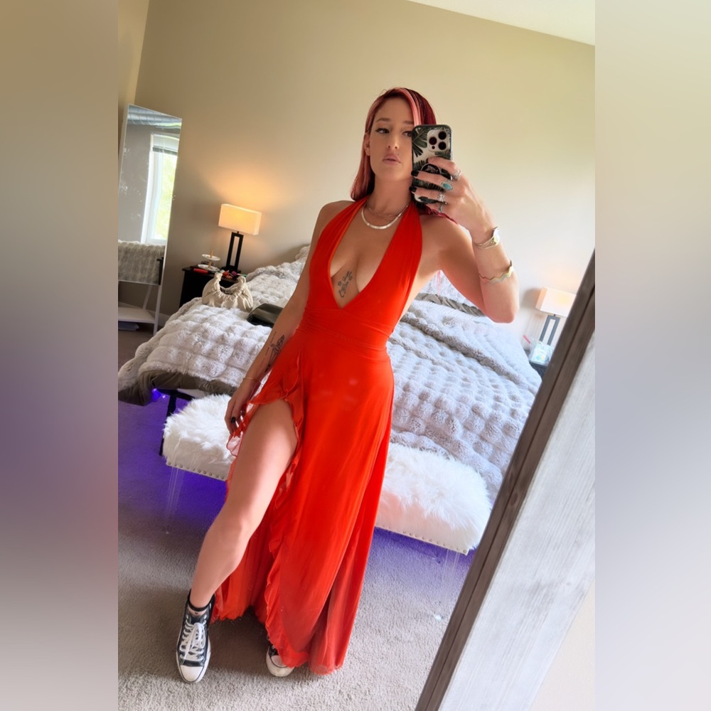 Orange halter dress